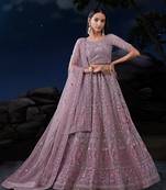 Fusionic purple embroidered net lehenga-choli with blouse