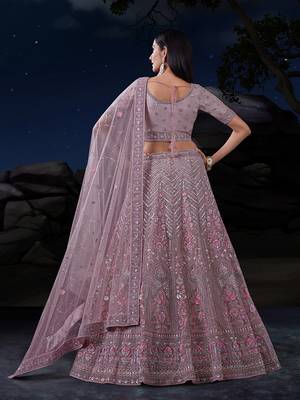 Fusionic purple embroidered net lehenga-choli with blouse 2