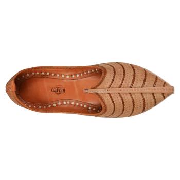 Peach brown leather men's jodhpuri mojaris 4