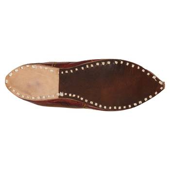 Maroon gold stitch leather jodhpuri men's mojaris 2
