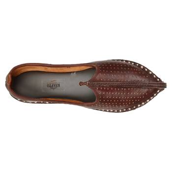 Holed burgundy leather men's jodhpuri mojaris 1