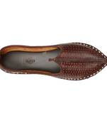 Holed burgundy leather men's jodhpuri mojaris