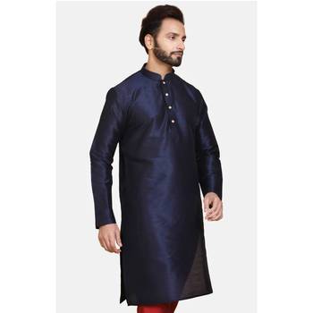 Blue plain cotton silk men-kurtas 2
