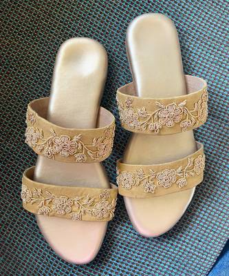 Gold zardosi flats 1