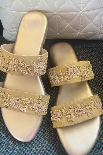 Gold zardosi flats