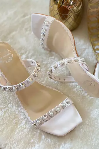 White pearly stilettos