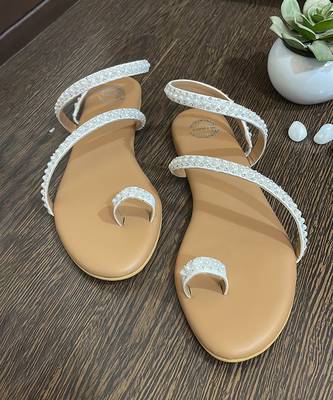 White embroidered flats 1