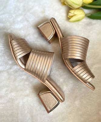 Gold pleated heels 2