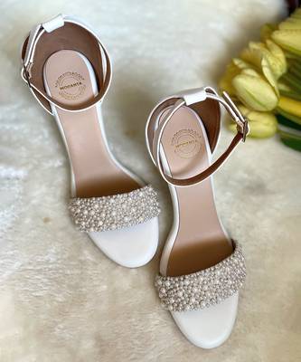 Pearl strap wedges 4