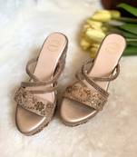 Antique embroidered wedges