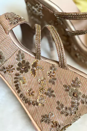Antique embroidered wedges