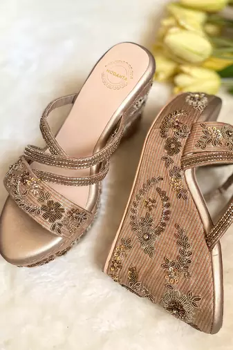 Antique embroidered wedges