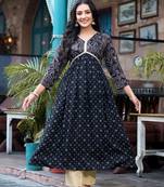 Beautiful girlish blue colour rayon kurti with designer foil print for partywear