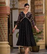 Beautiful girlish black colour rayon kurti with designer foil print for partywear
