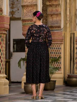 Beautiful girlish black colour rayon kurti with designer foil print for partywear 2