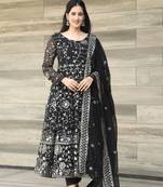 DAMINI'S BLACK COLOURED  EMBROIDERY ANARKALI SUIT SET - 03