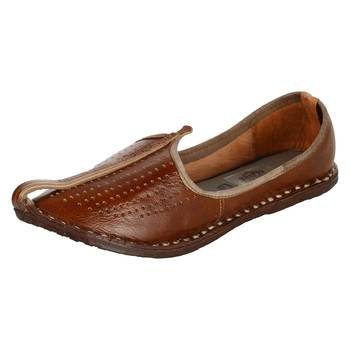 Holed amber leather men's jodhpuri mojaris 1