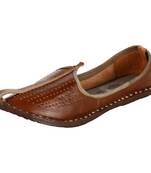 Holed amber leather men's jodhpuri mojaris