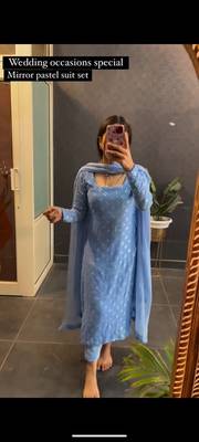 women's straight mirror work kurta sets 1