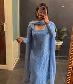 women's straight mirror work kurta sets