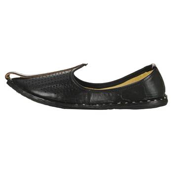 Holed black leather men's jodhpuri mojaris 3