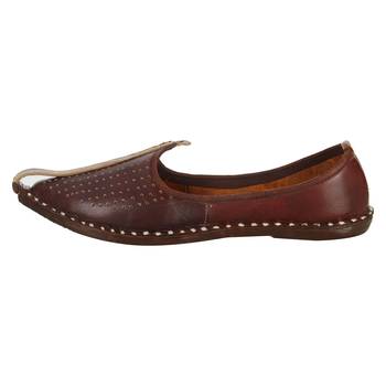 Holed burgundy leather men's jodhpuri mojaris 3