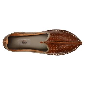 Holed amber leather men's jodhpuri mojaris 2