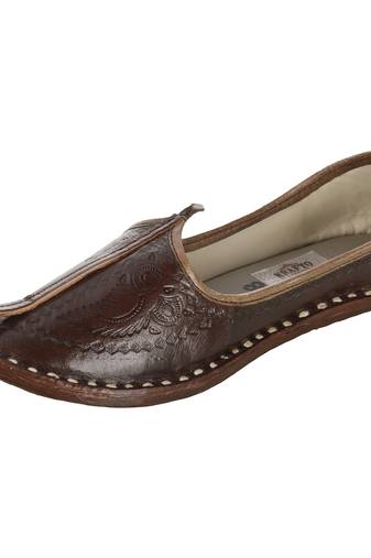 Chocolate imprinted leather men's jodhpuri mojaris