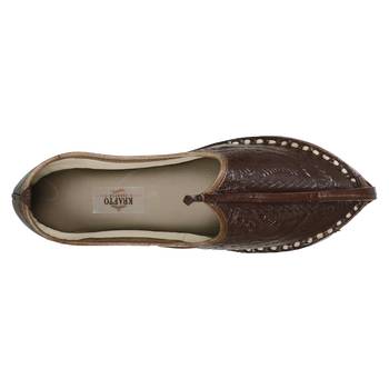 Chocolate imprinted leather men's jodhpuri mojaris 2