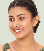 Stylish marathi style white colour pearl and stone nath