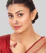 Stylish marathi style red & green colour pearl and stone nath