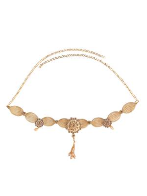 Off-white gold-plated kundan studded & beaded handcrafted kamarbandh 3
