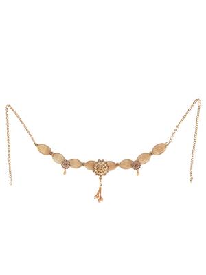 Off-white gold-plated kundan studded & beaded handcrafted kamarbandh 5