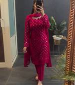 women's straight mirror work kurta sets