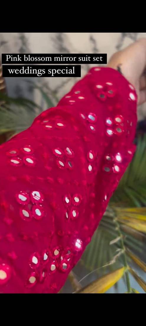 women's straight mirror work kurta sets