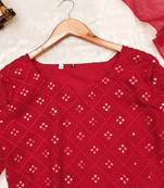 women's straight mirror work kurta sets