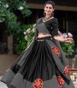GREY - BLACK COLOR COTTON SEMI- STICHED TRANDITIONAL CHANIYA CHOLI