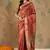 Rust Ethnic Cotton Organza c Woven Graceful Saree