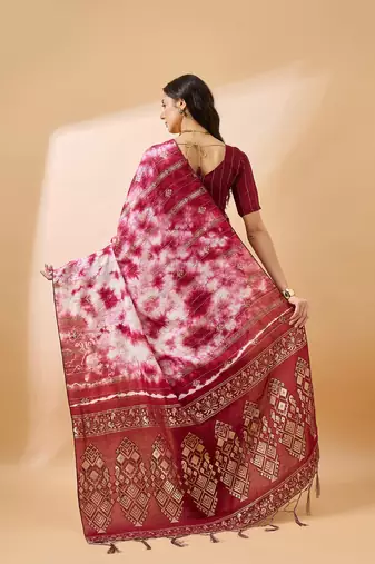 Ethnic Maroon Trendy Staple Cotton c Woven Pleasureful Saree