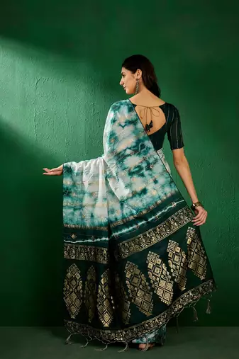 Ethnic Green Trendy Staple Cotton c Woven Pleasureful Saree