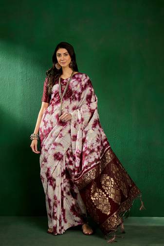 Ethnic Wine Trendy Staple Cotton c Woven Designer Pleasureful Saree