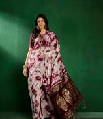 Ethnic Wine Trendy Staple Cotton c Woven Pleasureful Saree