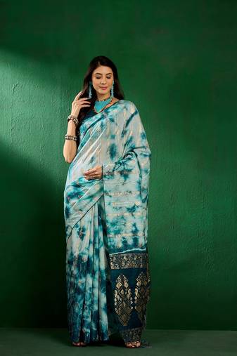 Ethnic Blue Trendy Staple Cotton c Woven Designer Pleasureful Saree