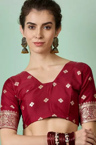 Maroon Ethnic Woven Staple Dola Cotton c Festive Season Saree