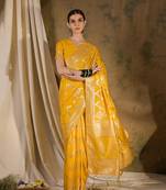 Mustard Ethnic Woven Designer Staple Dola Cotton c Festive Season Saree