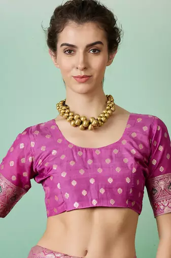 Purple Woven Jacquard Ethnic Partywear Traditional Saree