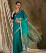 Teal Look Organza Silk Ethnic Looks Festive Wear Traditional Looks Girlish Saree