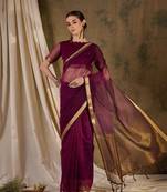 Wine Look Organza Silk Ethnic Looks Festive Wear Traditional Looks Girlish Saree