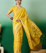 Graceful Yellow Zari Woven Elegant Traditional Looks Partywear Saree