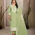 Sober and sophisticated pista colour organza fabric girlish festive wear ethnic suit
